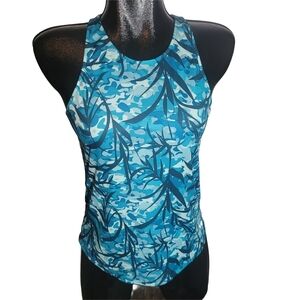 Under Armour Blue Camouflage Patterned Racerback Tank Top Size S